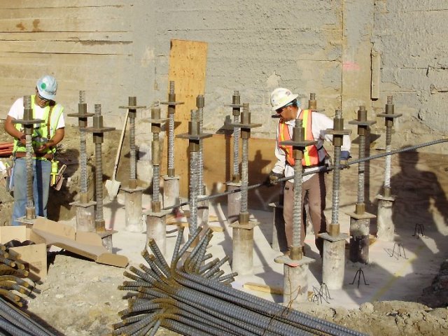 photos of micropiles for supporting a tower crane