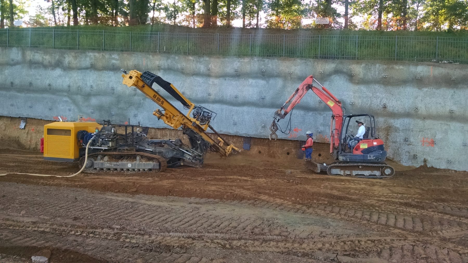 Waltonwood apartment complex permanent soil nail wall under construction