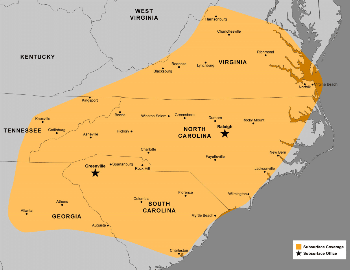 Subsurface Construction Company Services Regional Map