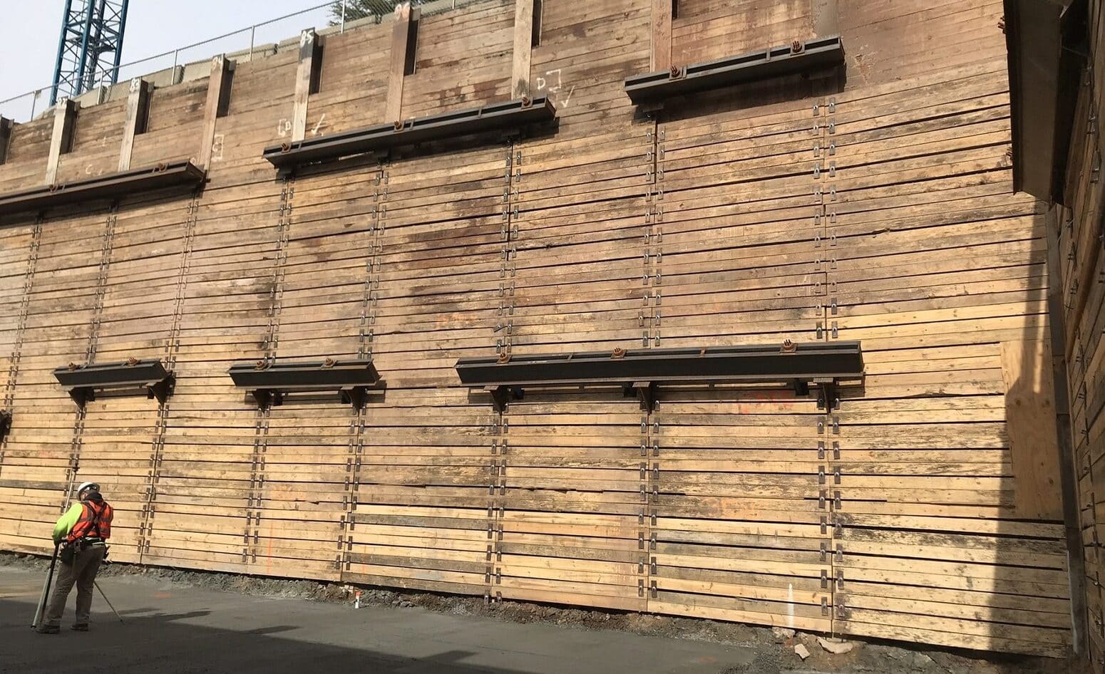 Photo of an Anchored Soldier Pile Wall