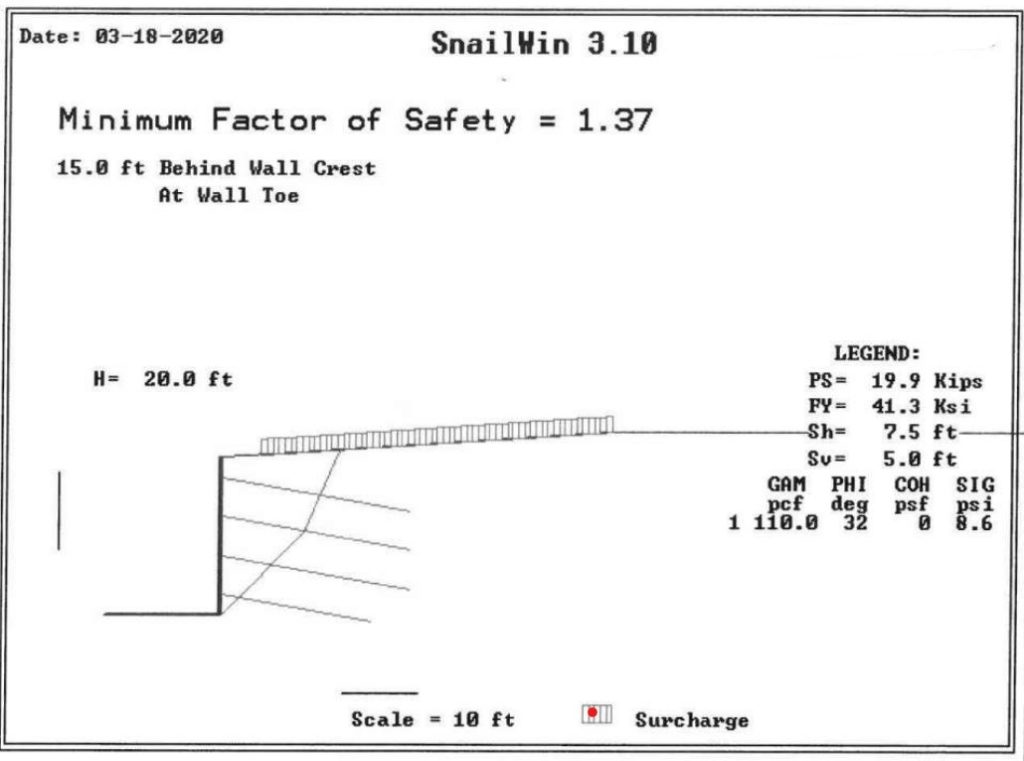 SnailWin Soil Nail Software Output
