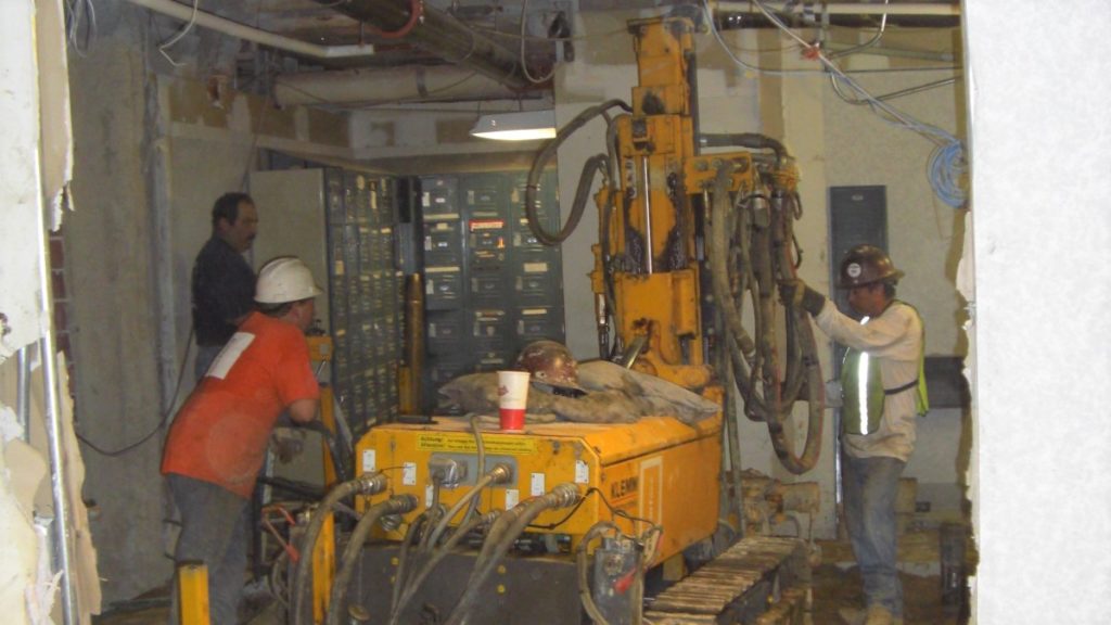 low overhead micropile drilling inside a hospital