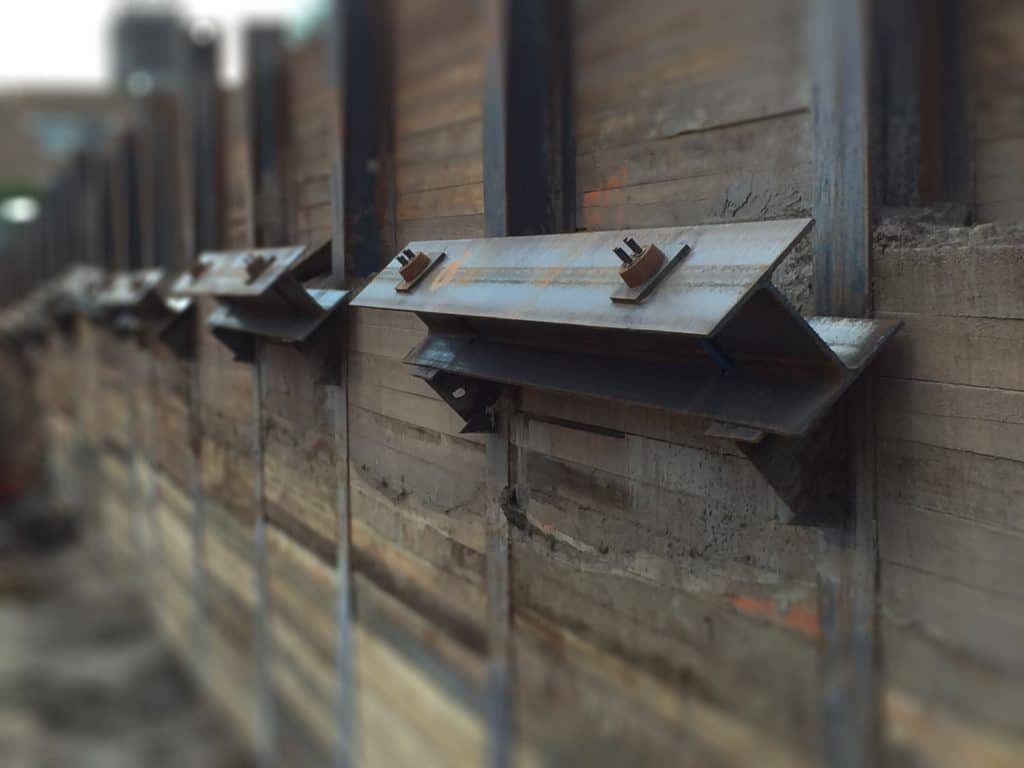 photo of waler for soldier pile wall